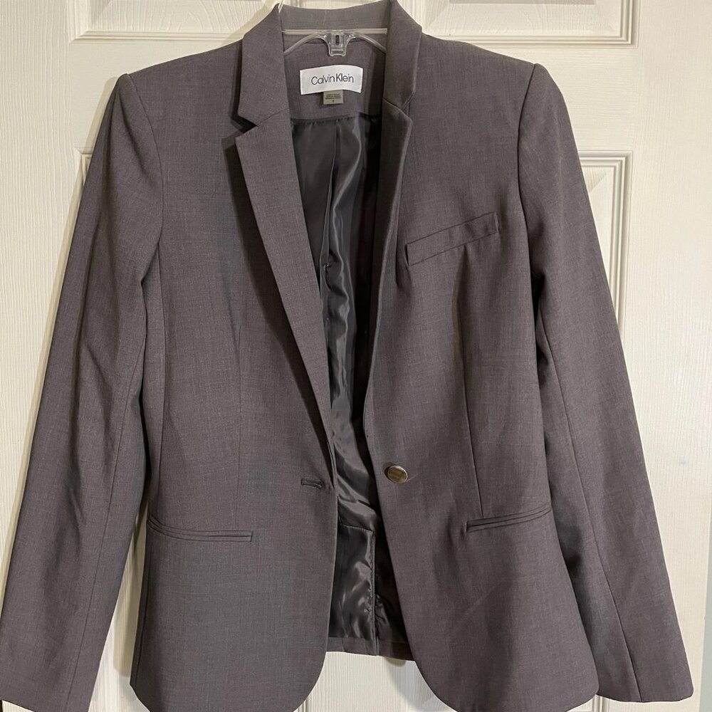 Calvin Klein Grey Women Suit Jacket Size 2
